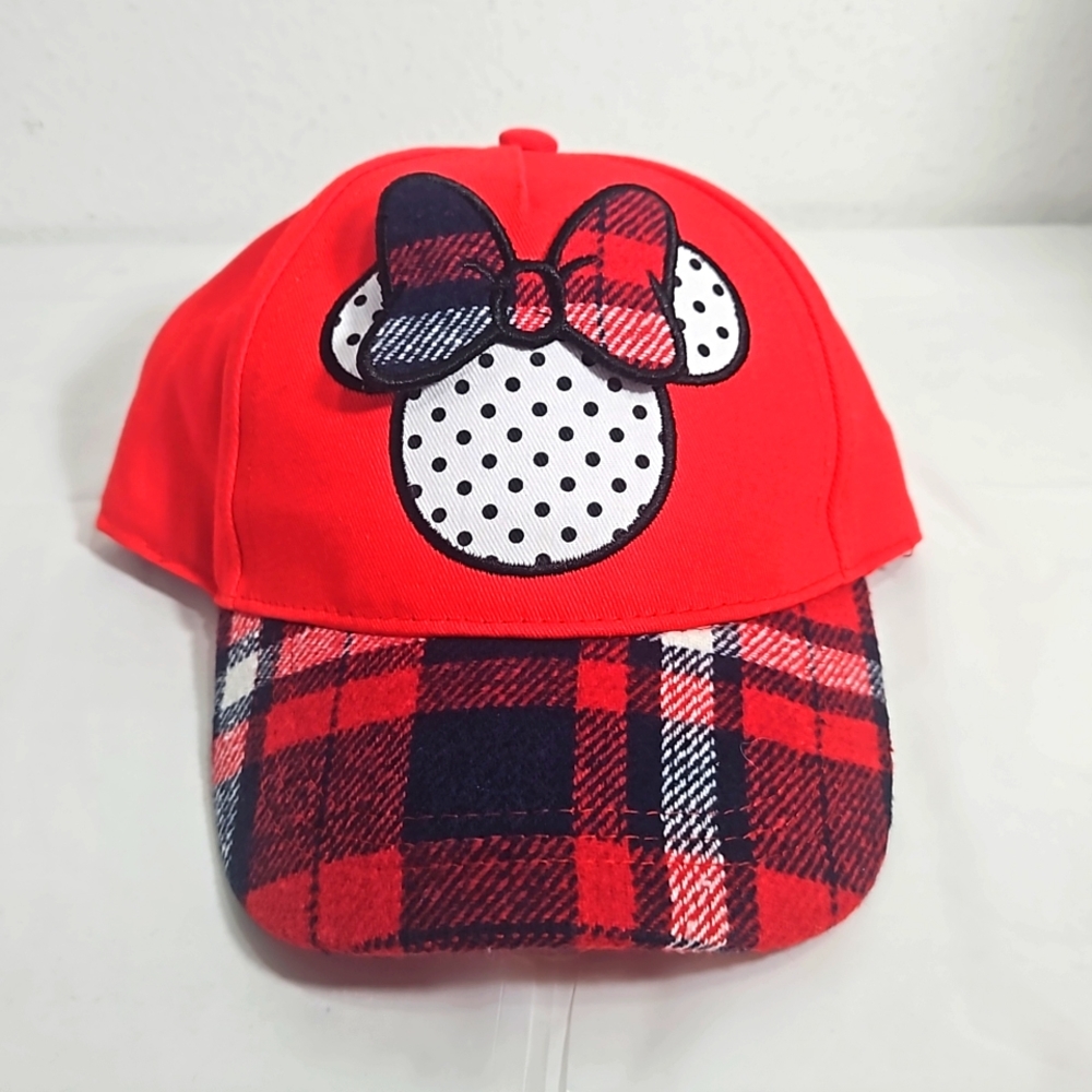 little girl Disney Minnie mouse red plaid & polka dots novelty baseball